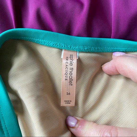 Cacique Sophie Theallet One-shoulder No-wire Monokini Teal Purple Size 16 - Picture 4 of 4